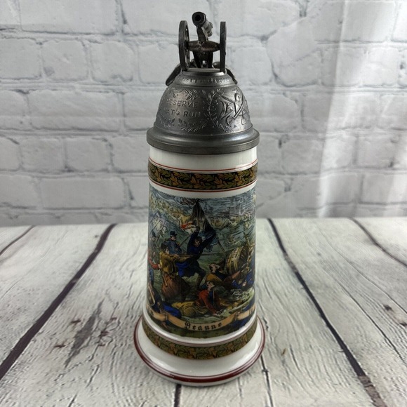 HOUSE OF GOEBEL STEIN ORNATE MILITARY EAGLE & CANNON W LITHOPONE - Picture 6 of 13